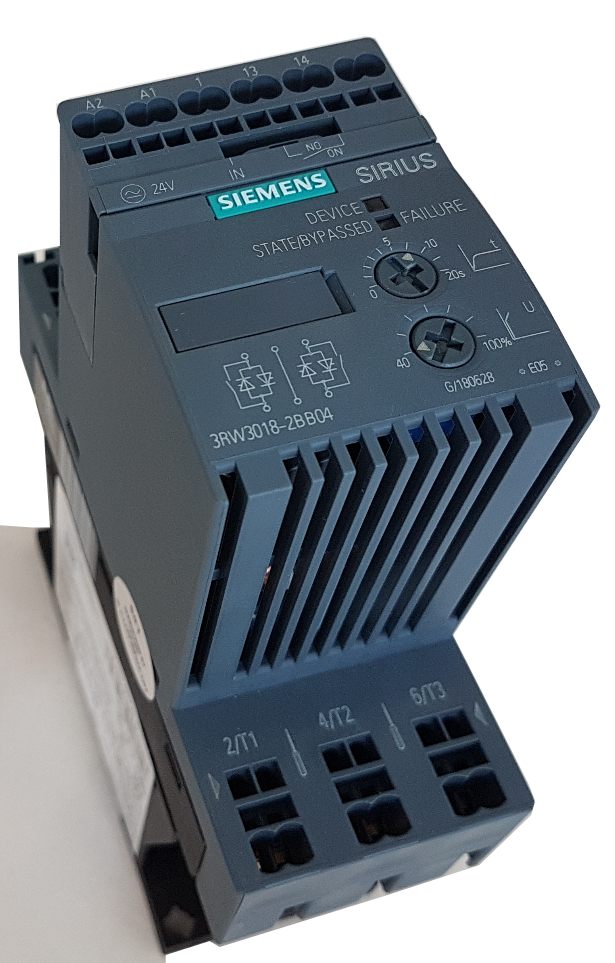 Siemens 3RW3018-2BB04: Khởi động mềm SIRIUS soft starter S00 17.6 A, 7.5 kW/400 V, 40 °C 200-480 V AC, 24 V AC/DC Spring-type terminals